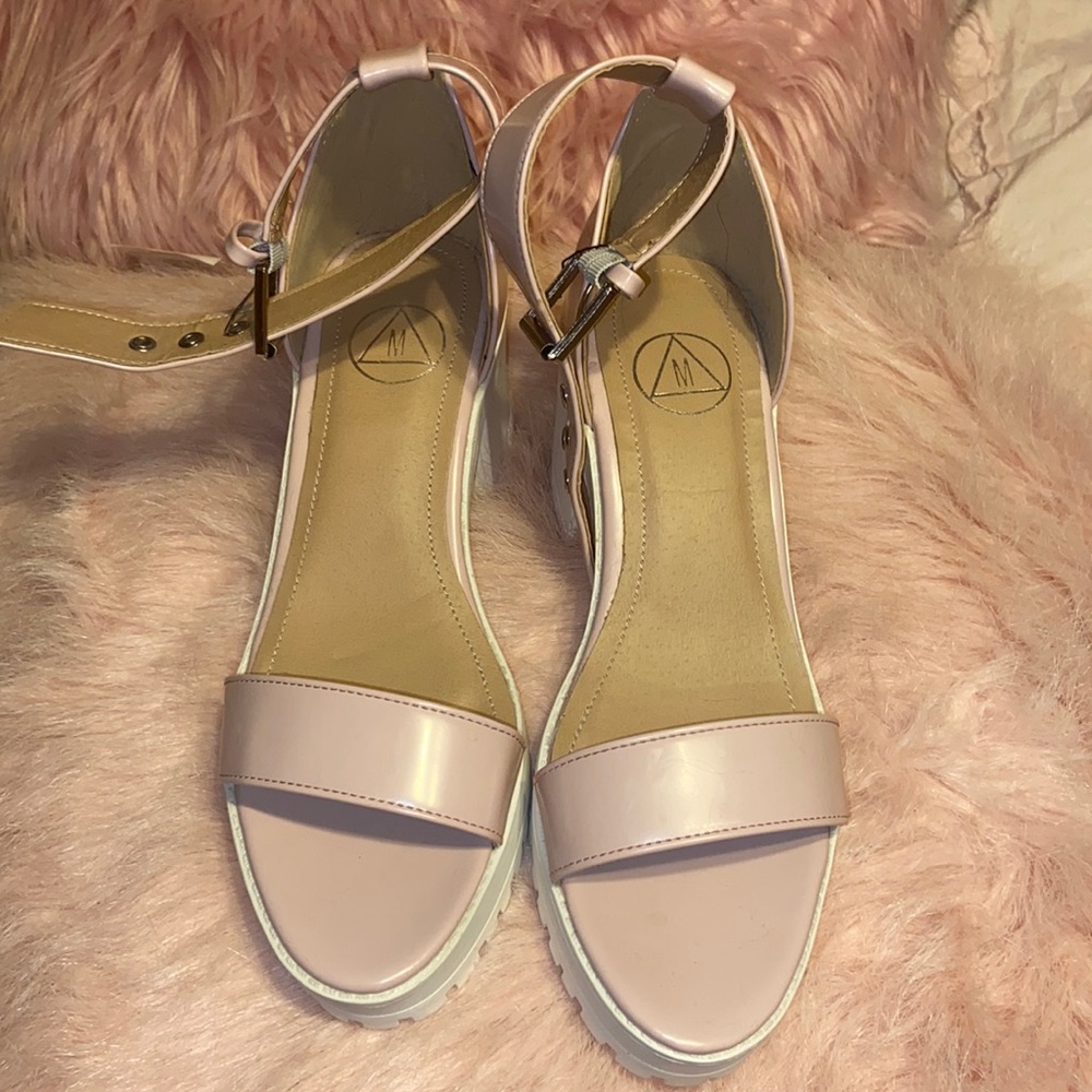 Missguided Pink Block Heeled Sandal, Size 8